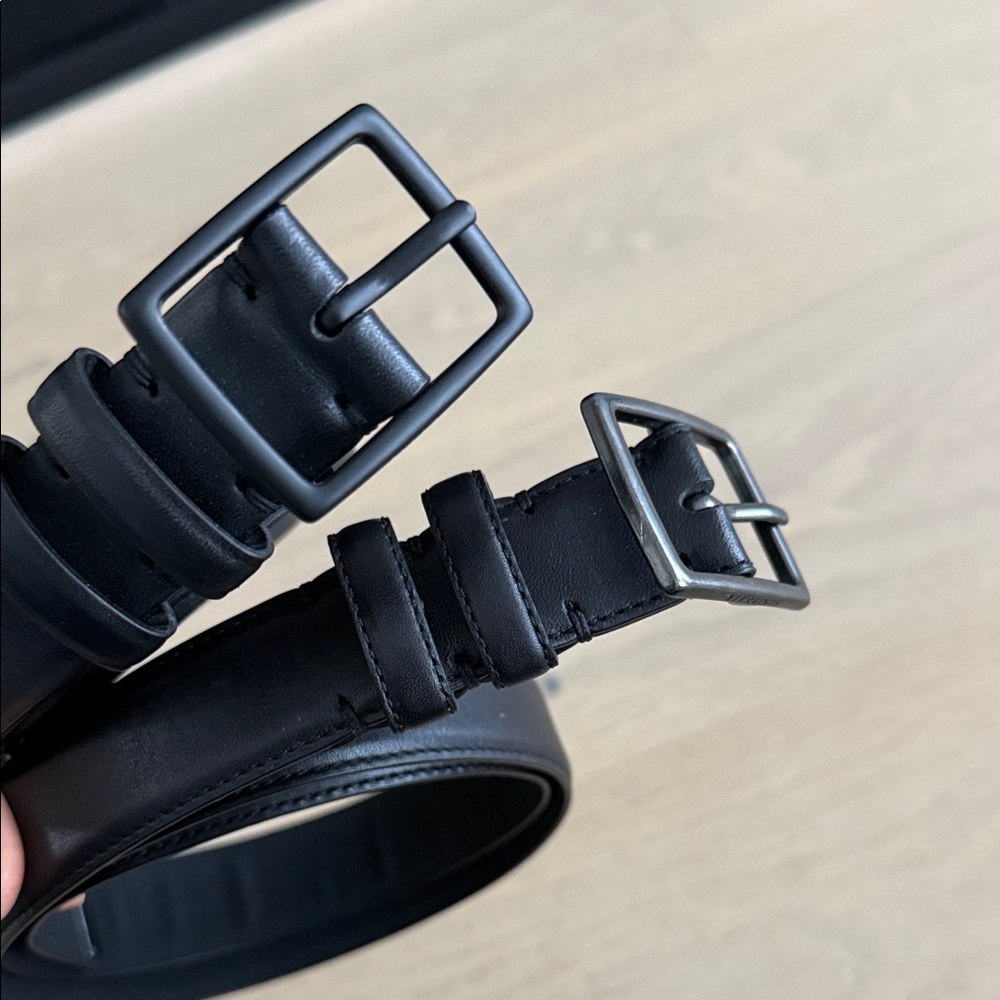 Two Allsaints Men's Black Leather Belts